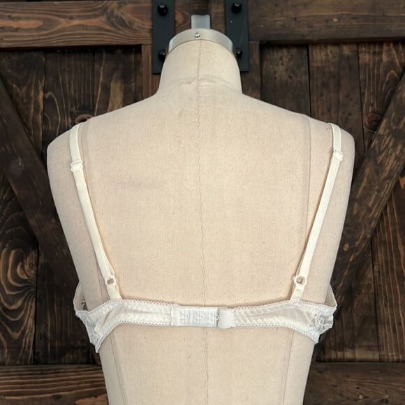 Vintage Victorian lace front slit lace cup lingerie bra Sz-36 - Picture 4 of 8